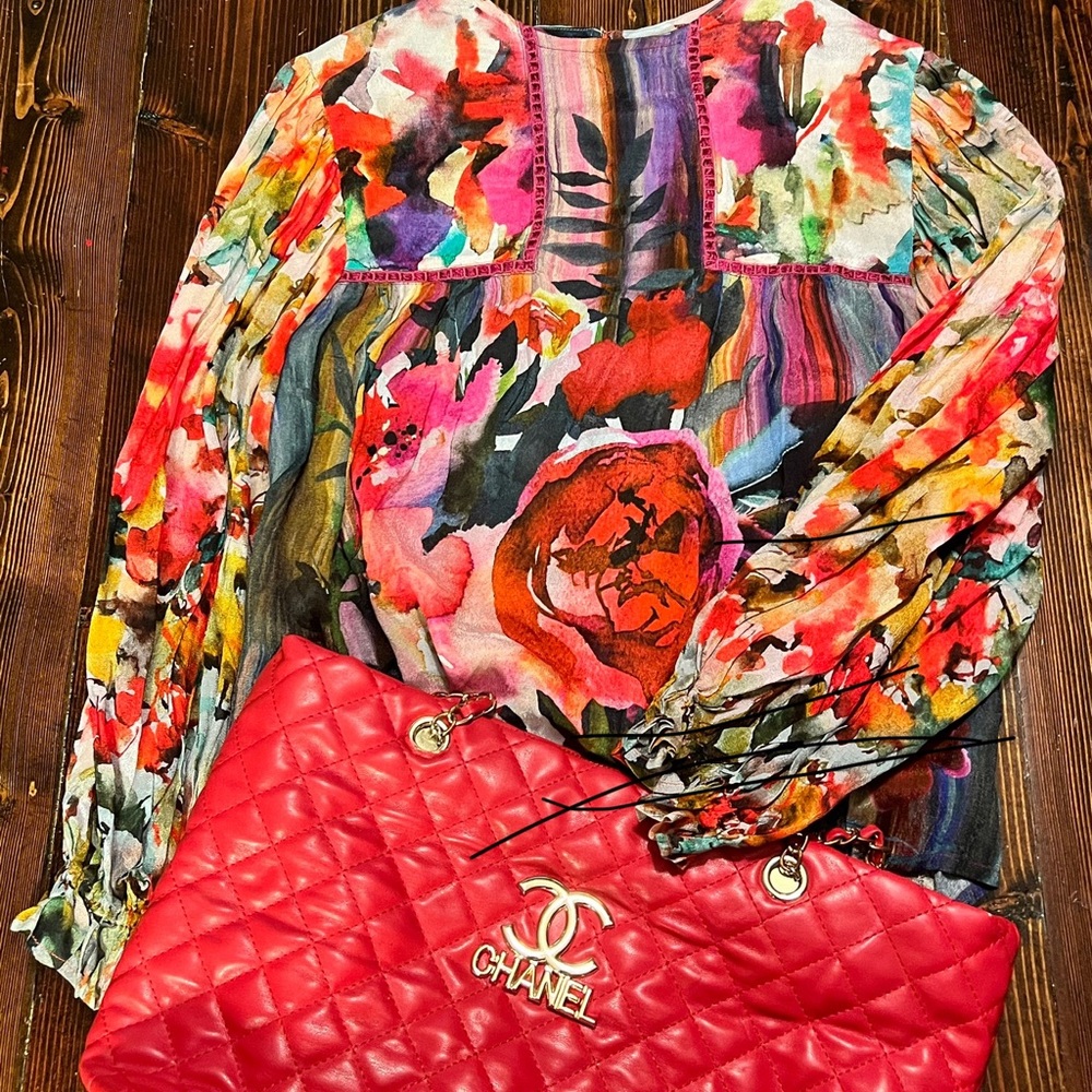 Anthropology Blank London Beautiful Red blouse Very Sm Xtra Petite chest  23in